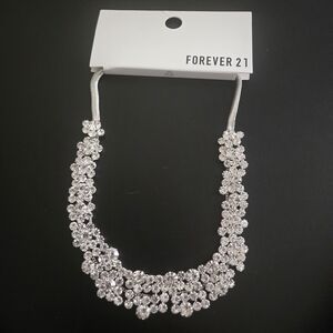 Silver Faux Crystal Statement Necklace | Formal Bridal Jewelry, Classic